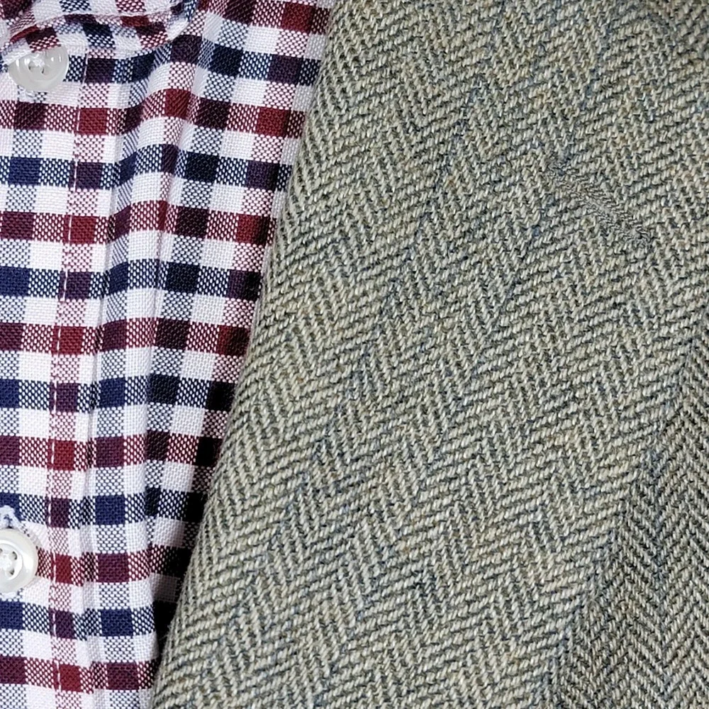 VTG RALPH LAUREN Men's Sport Coat Blazer Two Button Gray Herringbone Wool Sz 44L